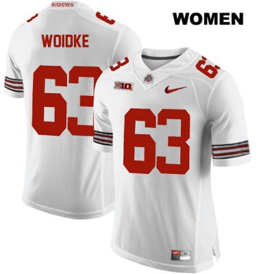 Women's NCAA Ohio State Buckeyes Kevin Woidke #63 College Stitched Authentic Nike White Football Jersey JB20V63HQ